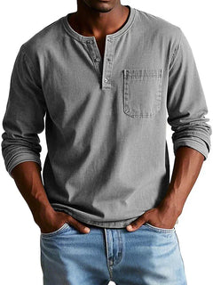 Philipp | Herren Lässiges Henley Shirt in Grau