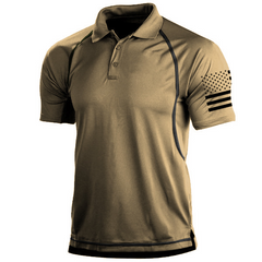 Taktisches Gestreiftes Poloshirt für Herren in Khaki