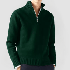 VENHUES - STRICKPULLOVER MIT REISSVERSCHLUSS in Dunkelgrün