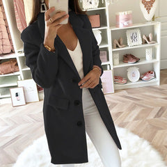 Trine - Warme und bequeme lange Jacke in Schwarz