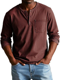 Philipp | Herren Lässiges Henley Shirt in Rot
