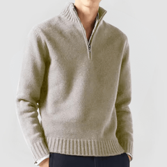 VENHUES - STRICKPULLOVER MIT REISSVERSCHLUSS in Beige