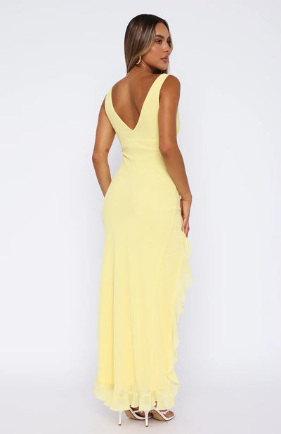 Olyne | Langes Kleid mit V-Ausschnitt