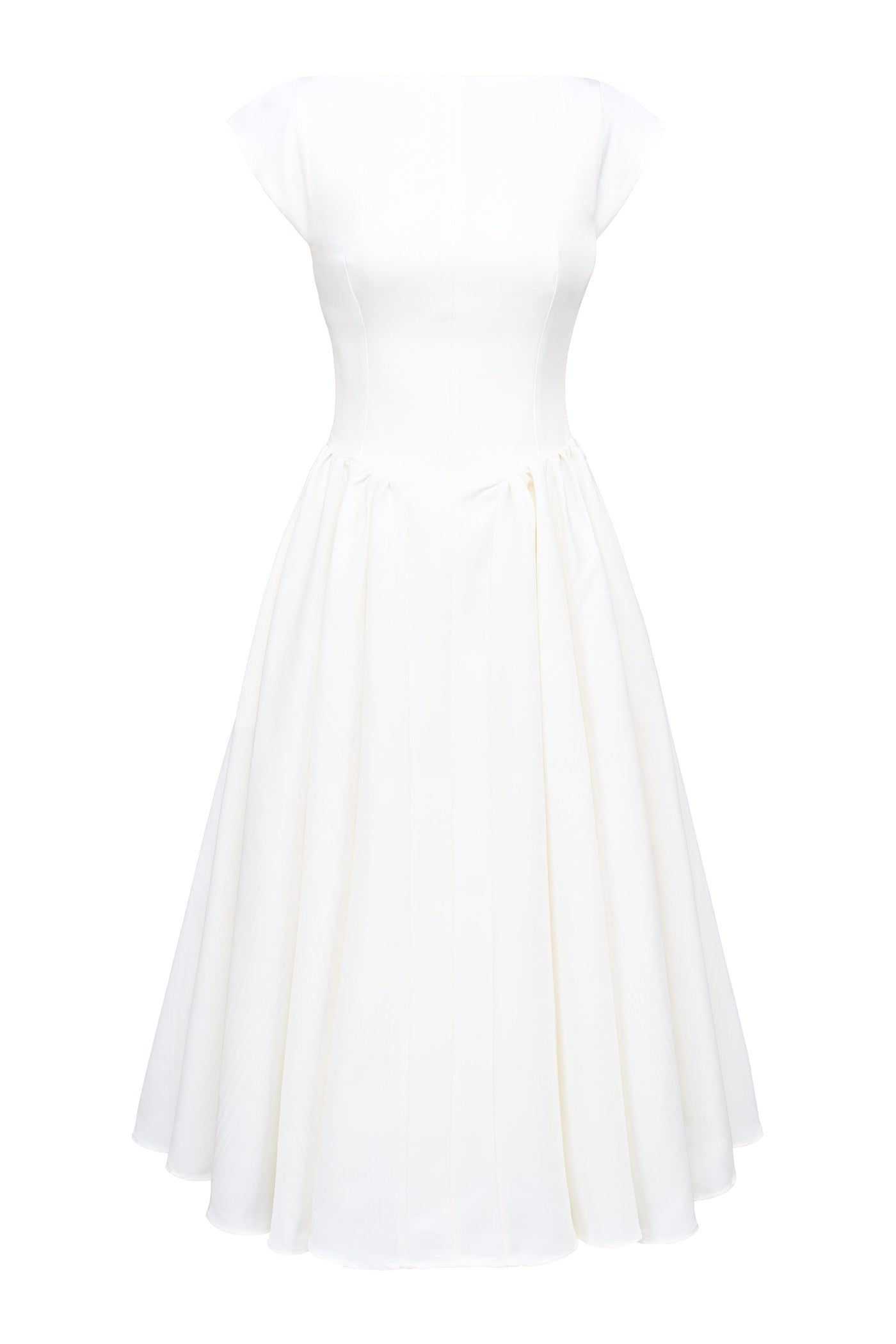 MOIRE - Elfenbein Satin Midi Kleid