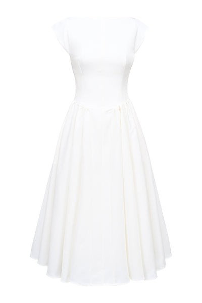 MOIRE - Elfenbein Satin Midi Kleid