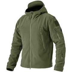 Herren Outdoor Fleecejacke | Kapuze Reißverschluss Langarm in Grun