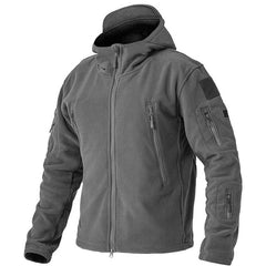 Herren Outdoor Fleecejacke | Kapuze Reißverschluss Langarm in Grau