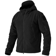 Herren Outdoor Fleecejacke | Kapuze Reißverschluss Langarm in Schwarz