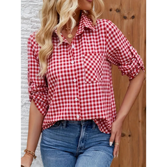 Lässiges Button-Down-Hemd für Damen | Rot in Rot