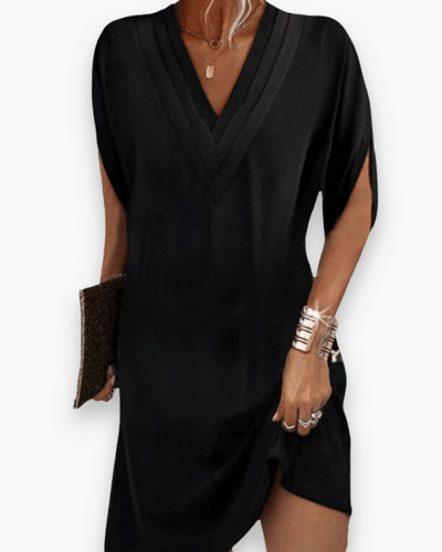 Damen Elegantes V-Ausschnitt Kleid | Midi Festliche Kleider