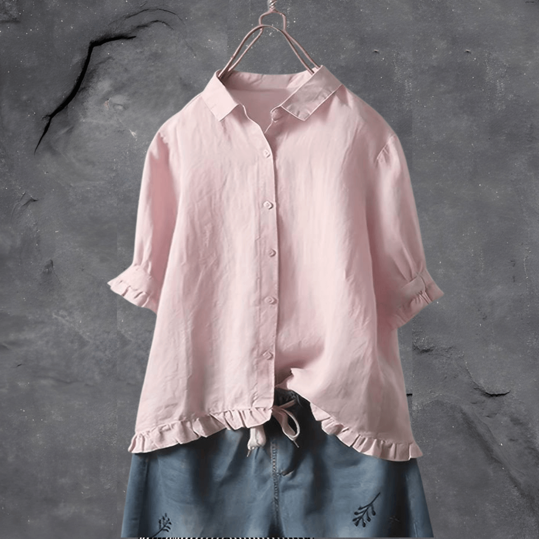 Gerüschte Geknöpfte Bluse für Damen