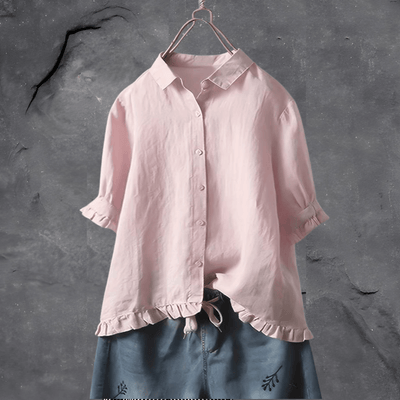 Gerüschte Geknöpfte Bluse für Damen