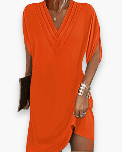 Damen Elegantes V-Ausschnitt Kleid | Midi Festliche Kleider