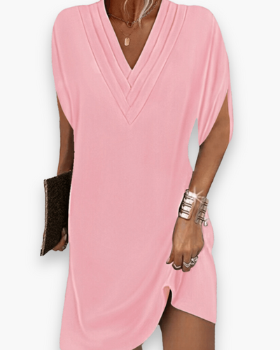 Damen Elegantes V-Ausschnitt Kleid | Midi Festliche Kleider