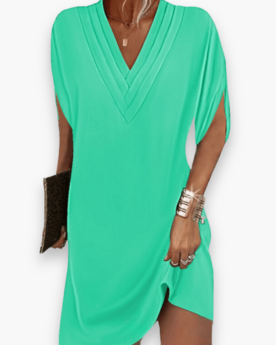 Damen Elegantes V-Ausschnitt Kleid | Midi Festliche Kleider