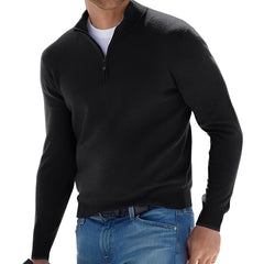 Nash - Freizeitpullover mit halbem Reißverschluss in Schwarz