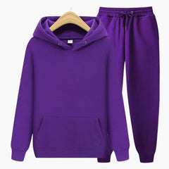 Herren Jogginganzug mit Kapuzenpullover und Bündchenhose in Lila