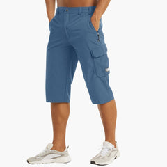 Herren Sommer Cargoshorts mit Stretchstoff und Reißverschlusstaschen in Hellblau