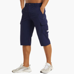 Herren Bermuda Cargo Shorts mit Taschen für Sommer Outdoor in Dunkelblau