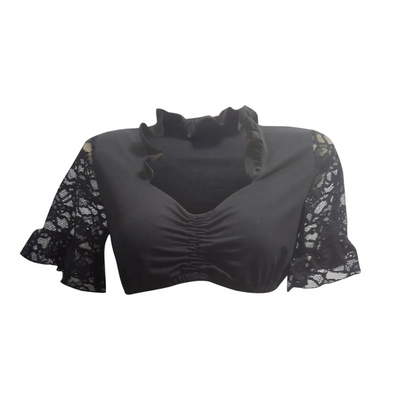 Damen Schwarz und Weiß Oktoberfest Dirndl Bluse