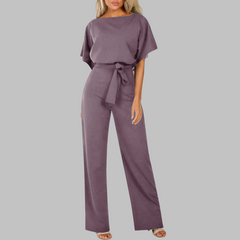 Amber | Damen Overall Fledermausärmel Bindegürtel Weites Bein in Lila