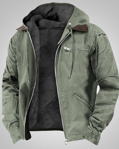 Jan | Herren Casual Bikerjacke mit Kapuze in Grün