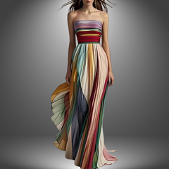 Asien | Langes Casual Premium Kleid in Mehrfarbig