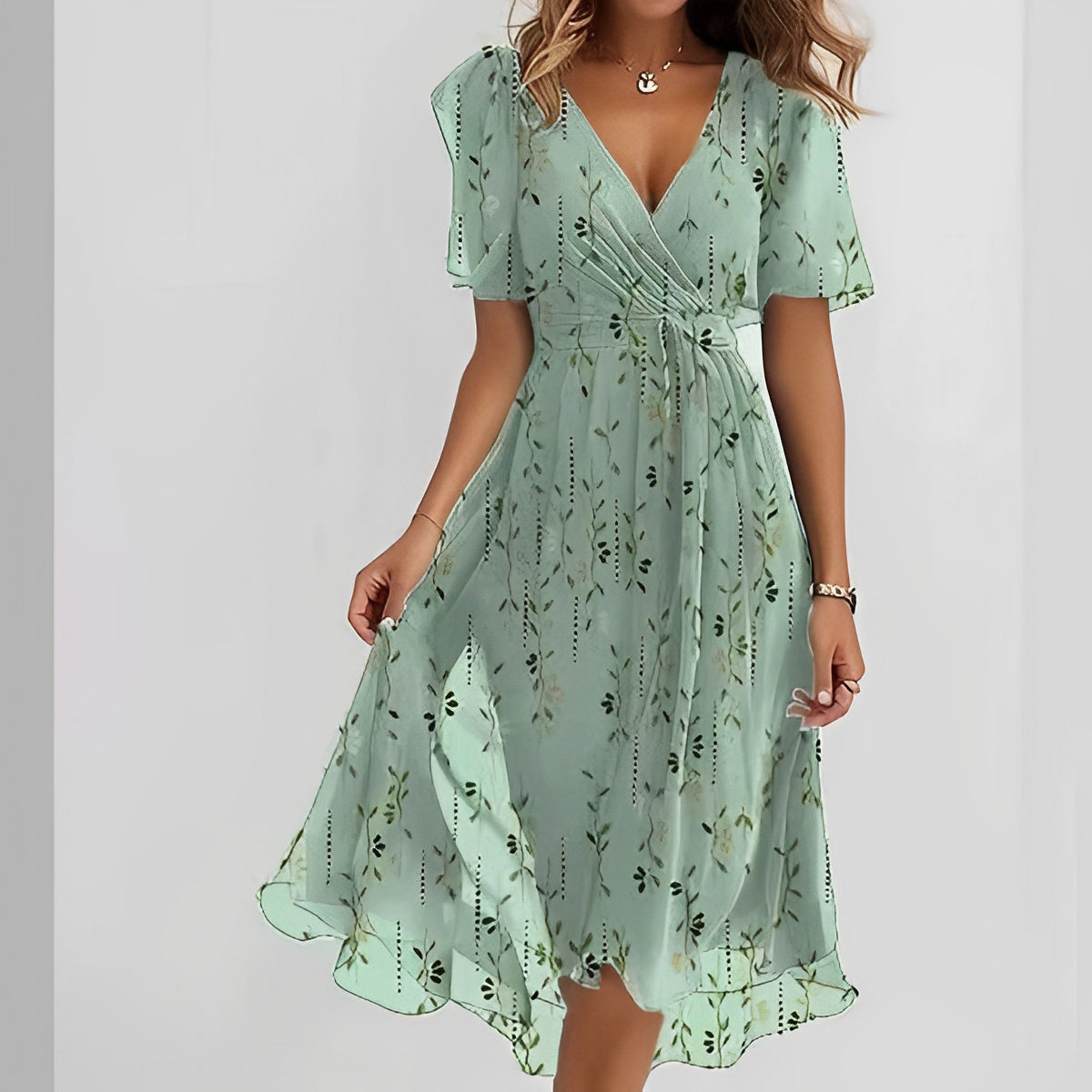 Valerie - V-Ausschnitt-Chiffonkleid für Damen