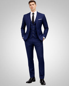 Simon | Herren Slim Fit Dreiteiliger Hochzeitsanzug in Blau