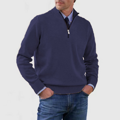 Herrenpullover mit halbem Reißverschluss in Marineblau