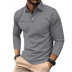 Rafael | Premium Polo Herren stilvoll mit kontrastierendem Kragen in Grau