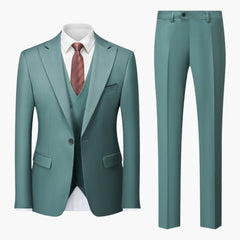 Eleganter Slim Fit Anzug - Herren 3-teilig für Business in Pflanzengrün