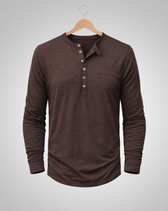 Sam | Herren Casual Henley Rundhalsshirt in Braun