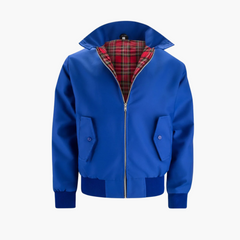 Herren Harrington Bomberjacke mit Tartan Futter in Blau