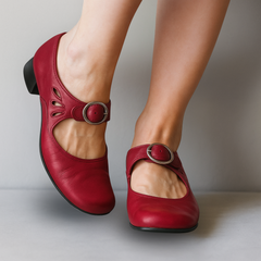Els - Damen Orthopädische Ledersandalen mit Keilsohle in Rot
