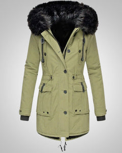 Elena | Damen Gefütterte Winter Parka Jacke in Grün