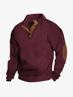 Moritz | Herren Casual Zopfmuster Regular Fit Pullover in Rot