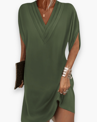 Damen Elegantes V-Ausschnitt Kleid | Midi Festliche Kleider