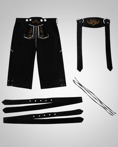 Christoph | Herren Traditionell Knielange Lederhose in Schwarz