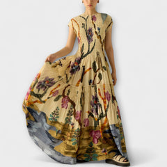 Amanda - Maxikleid mit Faltendruck in Mehrfarbig