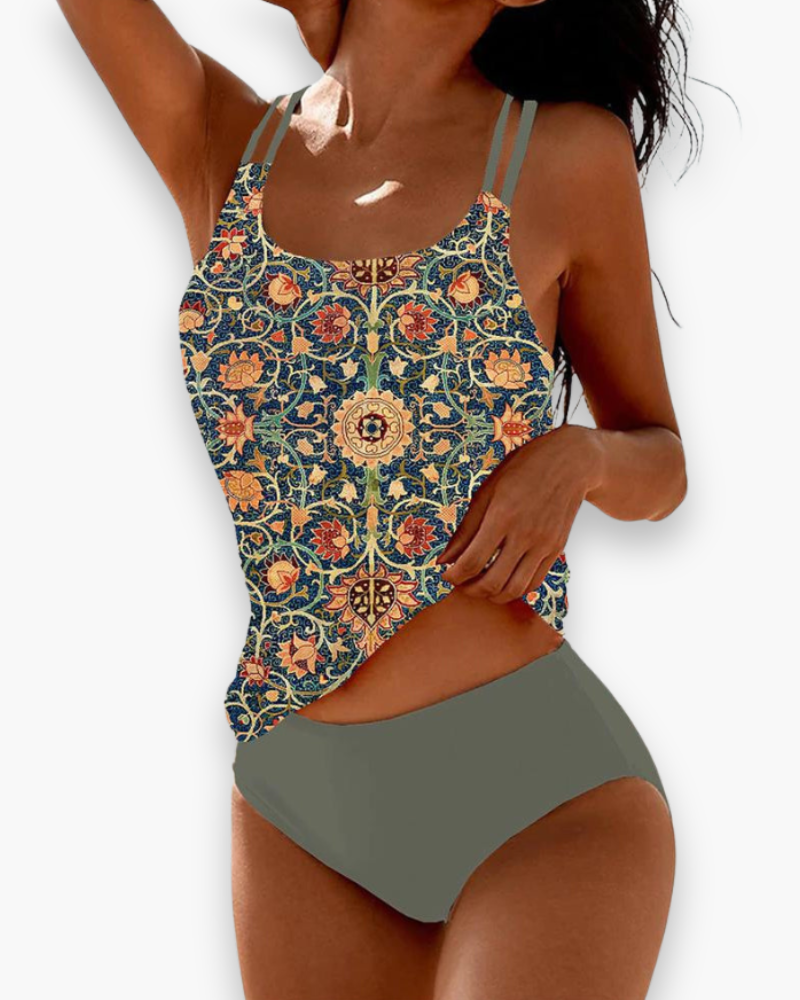 Damen Bequemer Gedruckter Tankini | Bauchweg Design