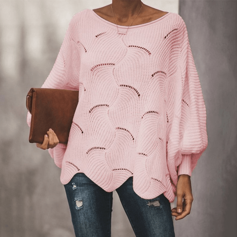 Damen Gestrickte Bluse mit Fledermausärmeln für Sommer