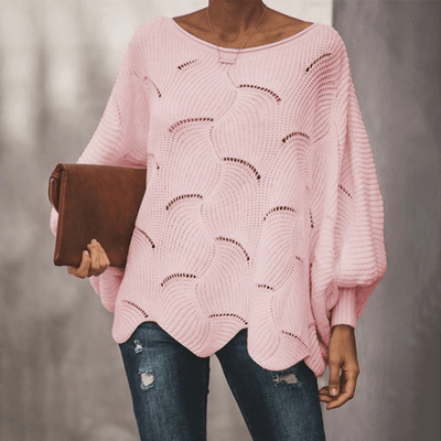 Damen Gestrickte Bluse mit Fledermausärmeln für Sommer