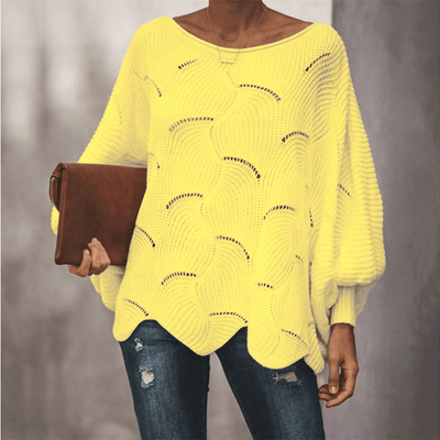 Damen Gestrickte Bluse mit Fledermausärmeln für Sommer