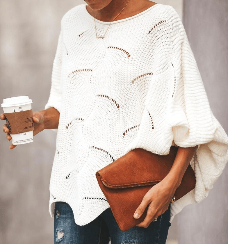 Damen Gestrickte Bluse mit Fledermausärmeln für Sommer