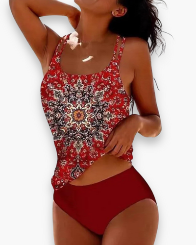 Damen Bequemer Gedruckter Tankini | Bauchweg Design