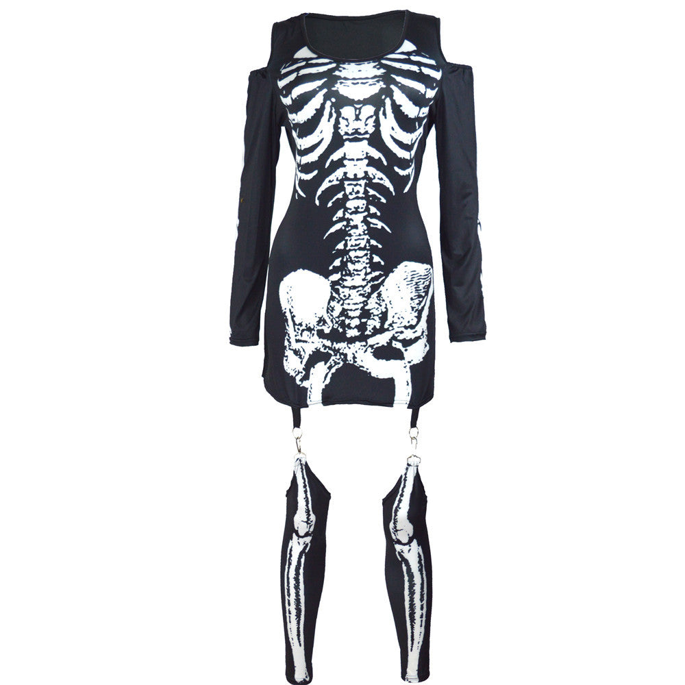 Skelett Druck Halloween Kostum