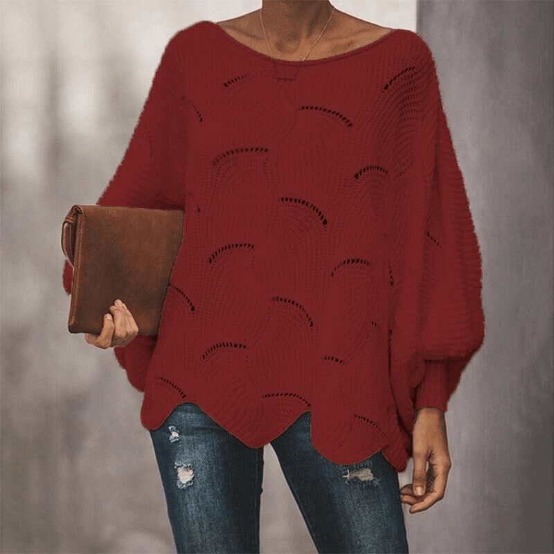Damen Gestrickte Bluse mit Fledermausärmeln für Sommer