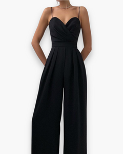 Damen Eleganter Jumpsuit | Festlich Weit Beinig in Schwarz
