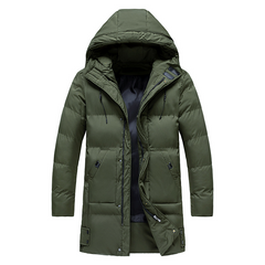 Herren Winterjacke | Gepolsterter Mantel Mit Kapuze in Grün